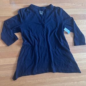 Chico's NWT Black V-Neck 3/4 Sleeve Tunic Size 1
